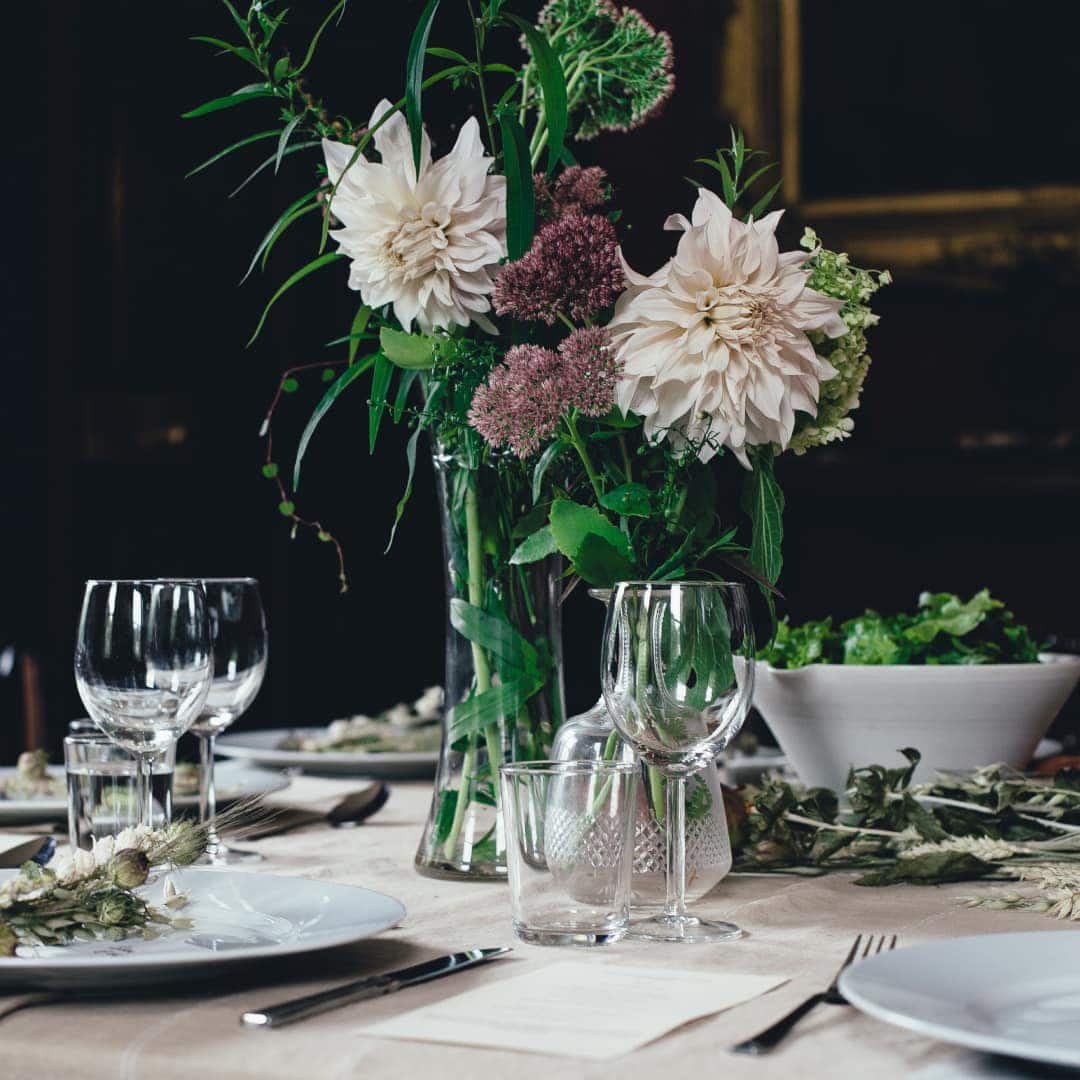 Flowers on a dining table