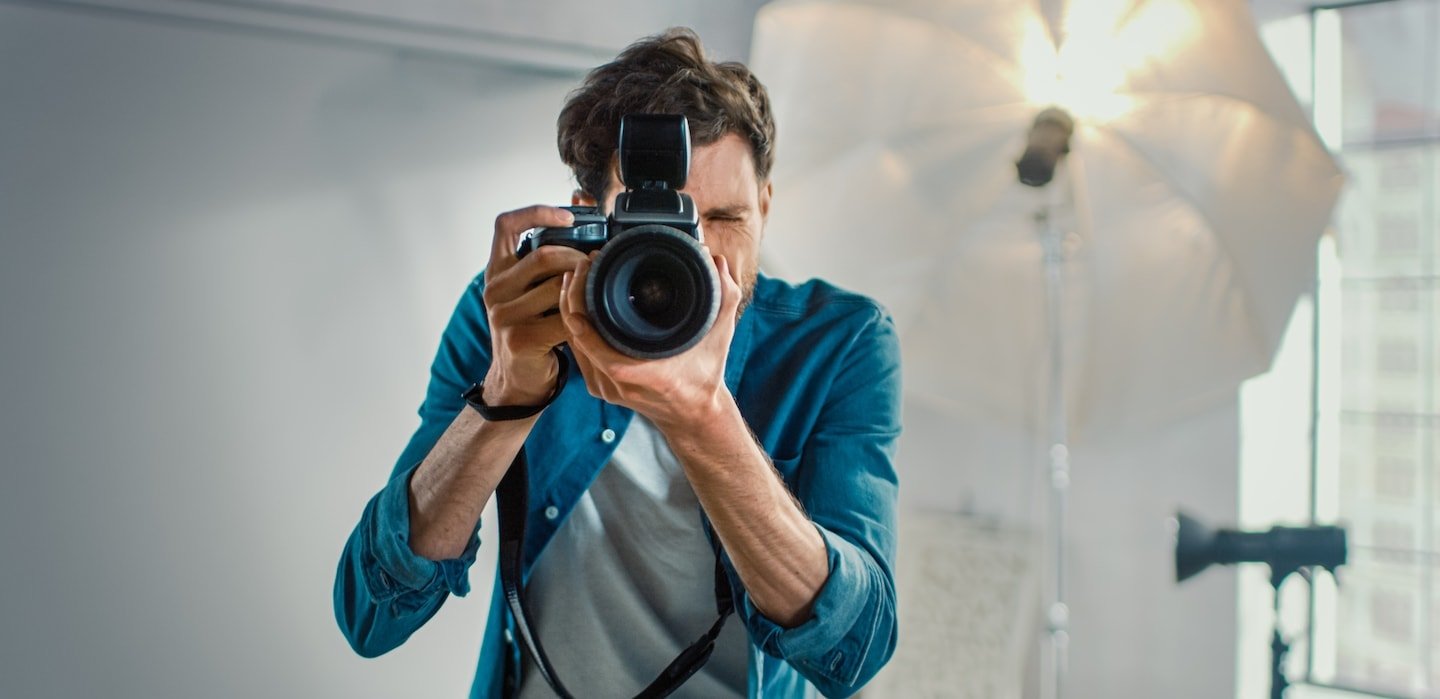 Man focusing his camera