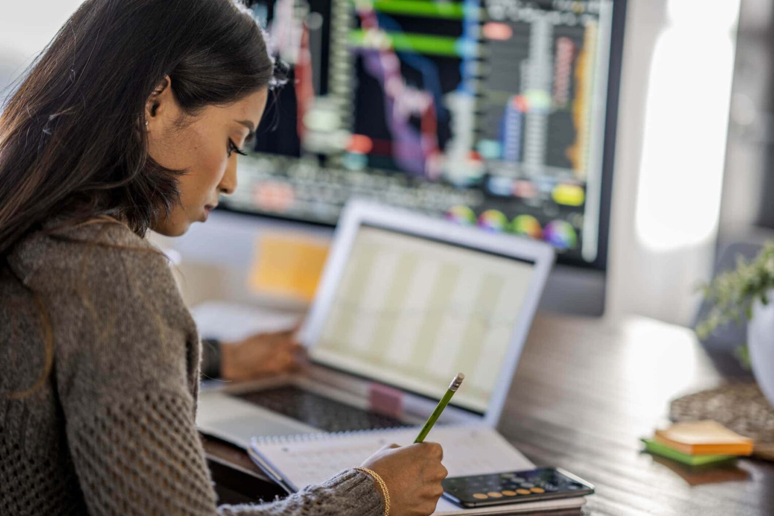 Consultant calculating rates