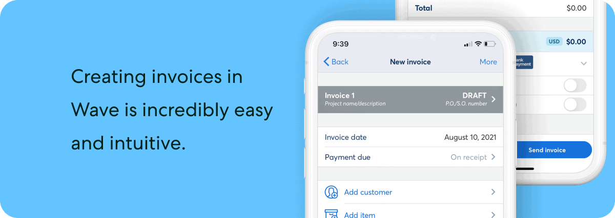 Creating invoice in Wave