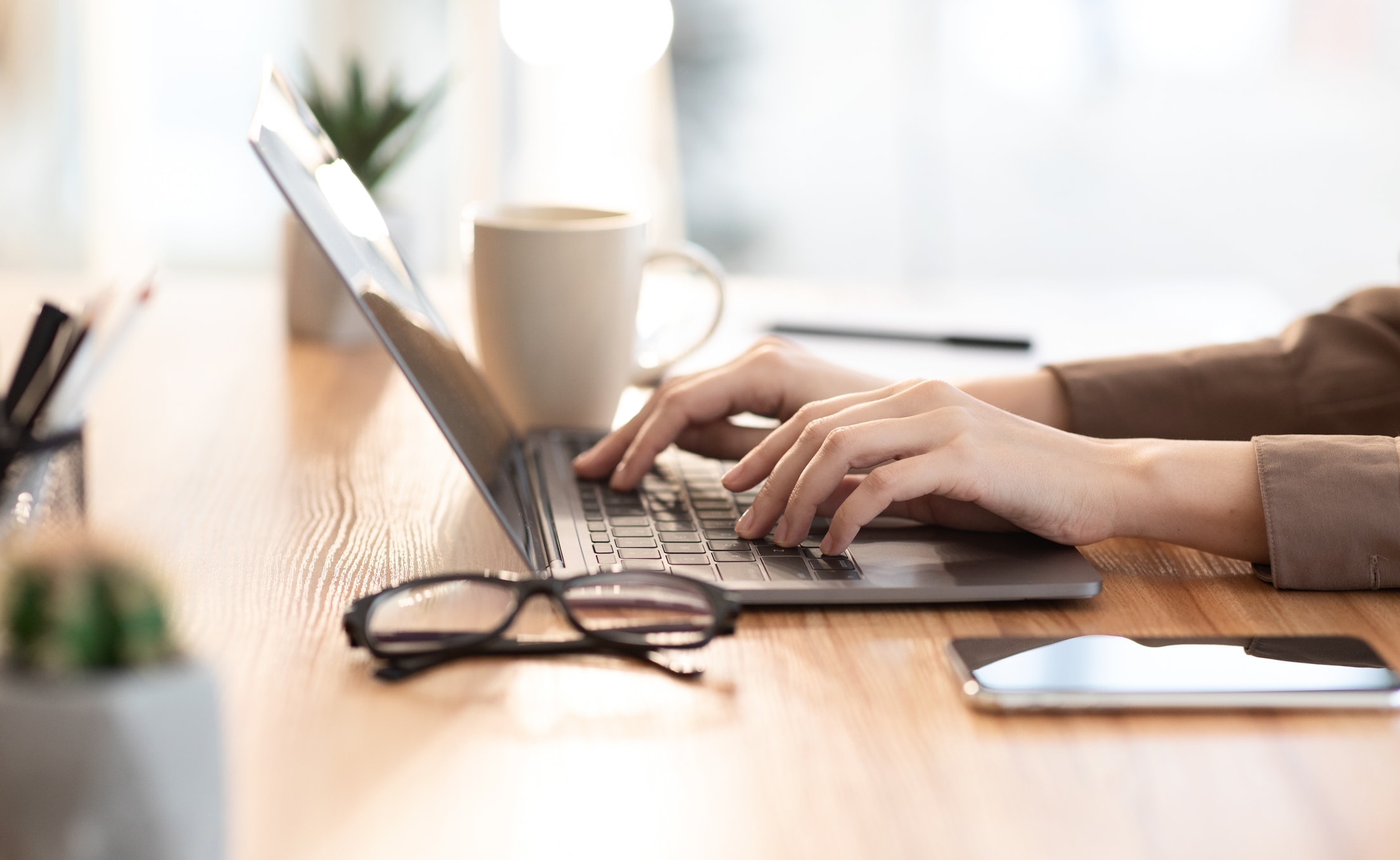 Woman working on her laptop