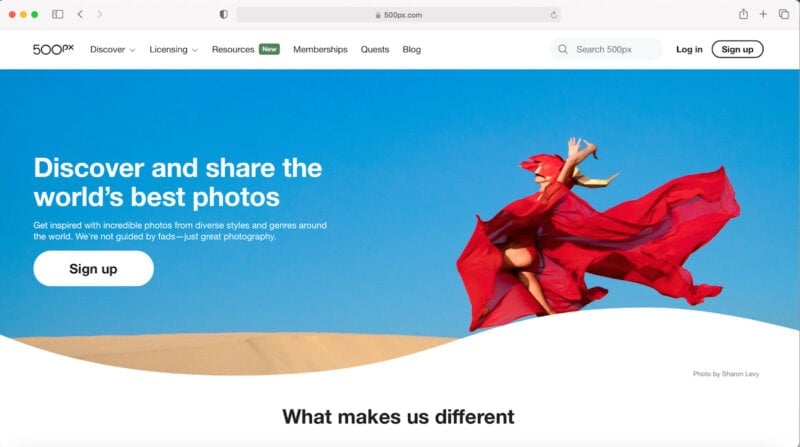 500px photo-sharing site