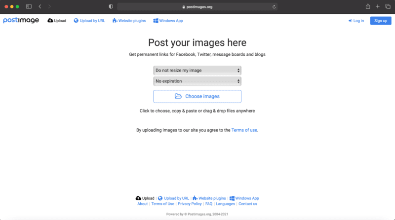 Postimage photo-sharing site