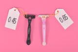 Concept for pink tax showing pink and black razor aimed at specific genders with different price tags.