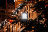 Christmas lights on stair railing